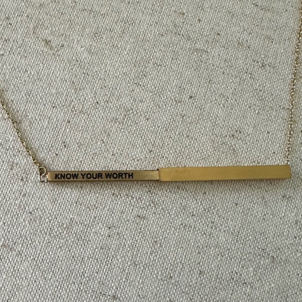 Gold Bar Necklace with slide out Inspirational Engraving
